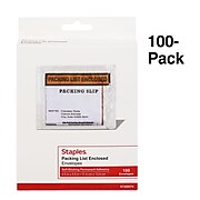 Staples Packing List Envelope, 4 1/2" x 5 1/2", Red, Panel Face, "Packing List Enclosed", 100/Pack (468074)