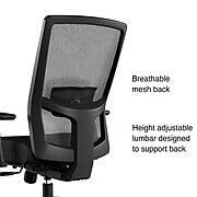 Union & Scale™ Workplace2.0 500 Series Fabric Task Chair, Adjustable Lumbar, 2D Arms, Synchro Seat Slide, Black (51972)