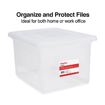 Staples Hanging File Box, Snap Lid, Letter/Legal Size, Clear