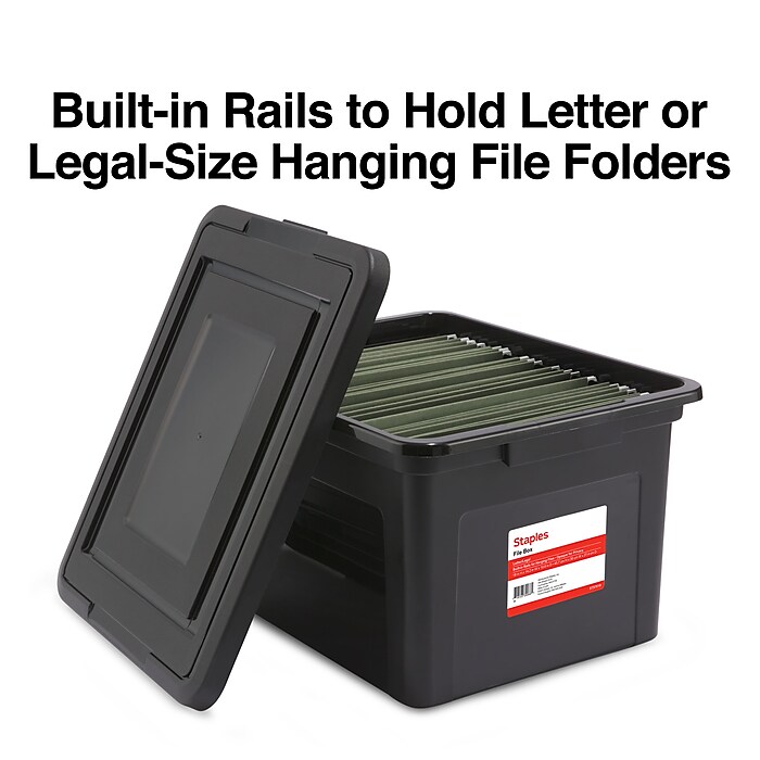 Staples File Box Plastic File Box Snap, Letter/Legal Size