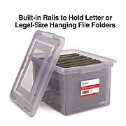 TRU RED™ Hanging File Box, Snap Lid, Letter/Legal Size, Frost Gray, 4/Carton (TR57623CT)
