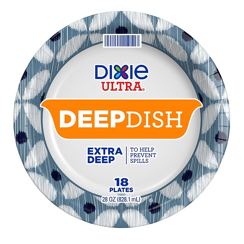 Dixie Ultra Deep Dish Paper Plate, 9.56", Blue/Yellow, 18/Pack (15951C) image 1