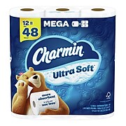 Charmin Ultra Soft Toilet Paper, 2-Ply, White, 244 Sheets/Roll, 12 Mega Rolls/Pack (61789)
