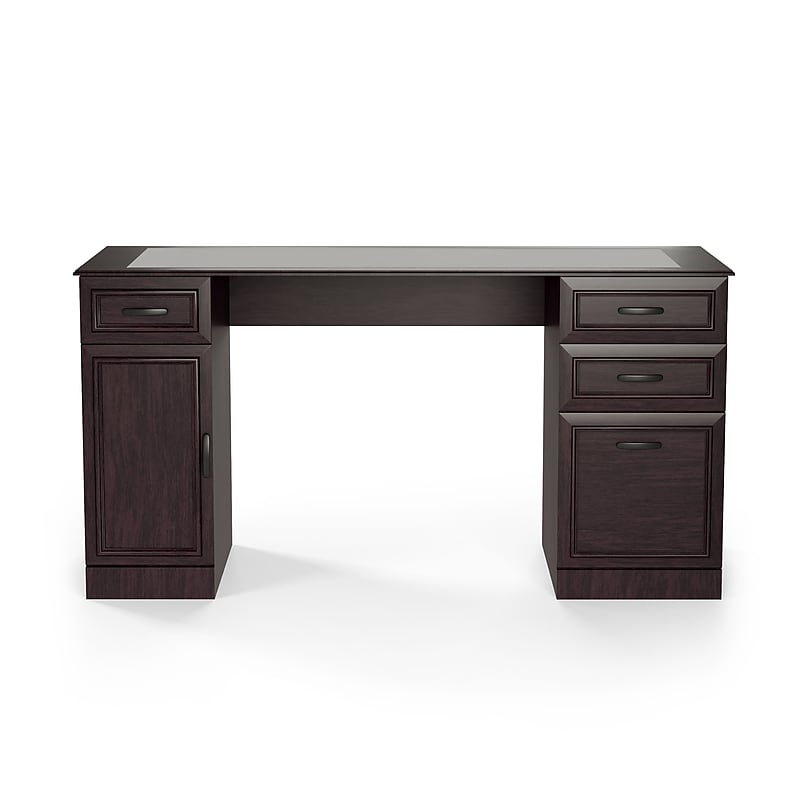 Staples Kendall Park 58.5"W Double Pedestal Desk, Cherry (52105) image 1