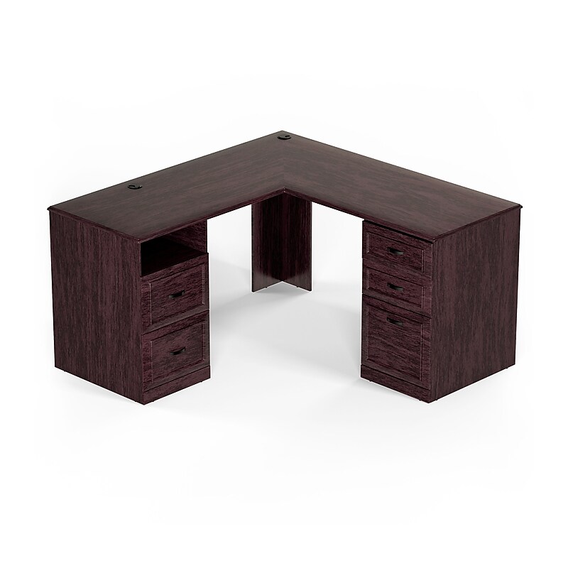 Staples Kendall Park 58.8"W L-Shaped Desk, Cherry (52493) image 1