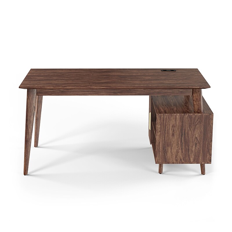 Union & Scale™ MidMod 60"W Computer and Writing Storage Desk, Espresso (UN56950) image 1