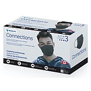 ASTM Level 3 3-ply Disposable Mask, Black, 50/Box (208092)