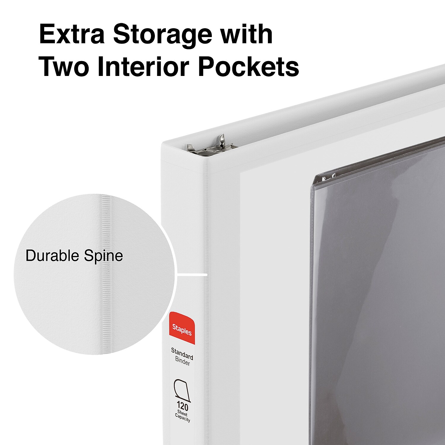 Staples Standard 1/2" 3Ring View Binder White (26426CC) 82618