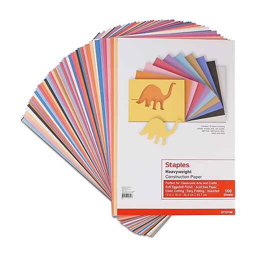 Staples Construction Paper 9 x 12 Assorted Colors 200 Sh./PK