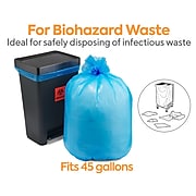Coastwide Professional™ 40-45 Gal. Biohazard Trash Bags, Low Density, 1.3 Mil., Blue, 150/Carton (CW50712)