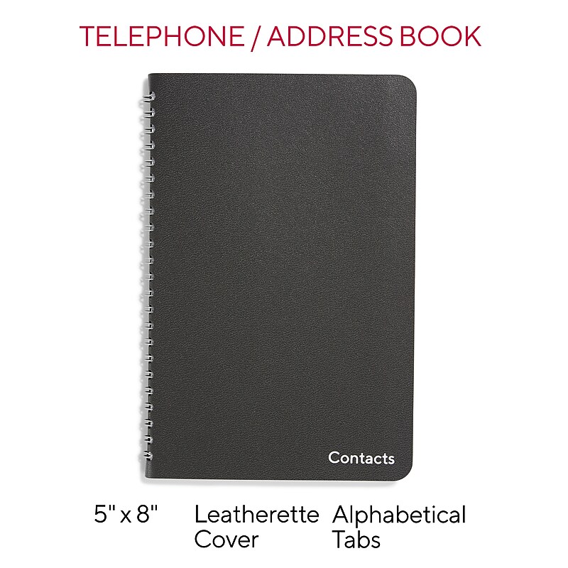 Staples 5" x 8" Phone/Address Book, Black (ST12955) image 1