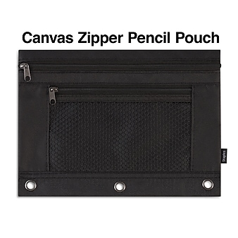 Staples Zipper Polyester Pouch, Black (24220)