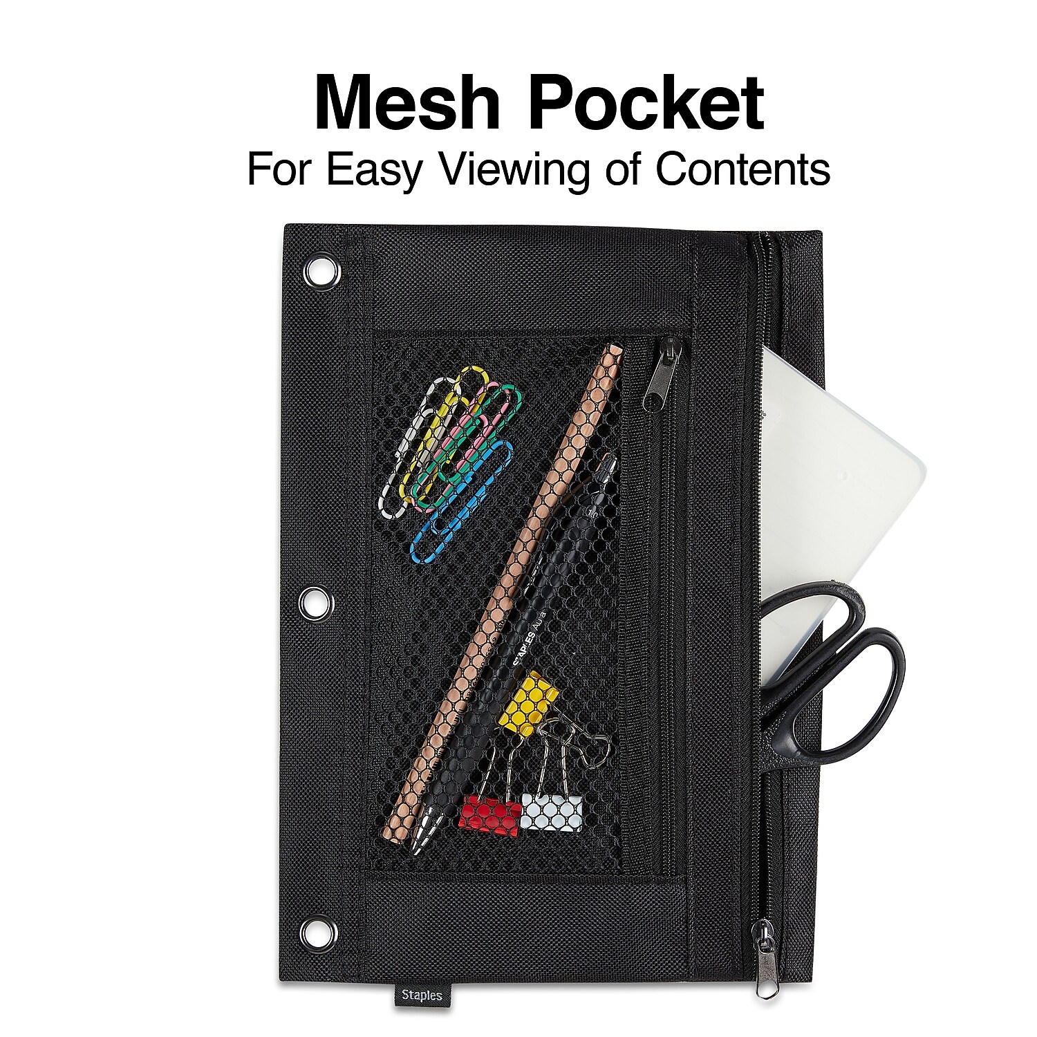 Staples 3Ring Pencil Pouch Black (24220) 472597 718103175364 eBay