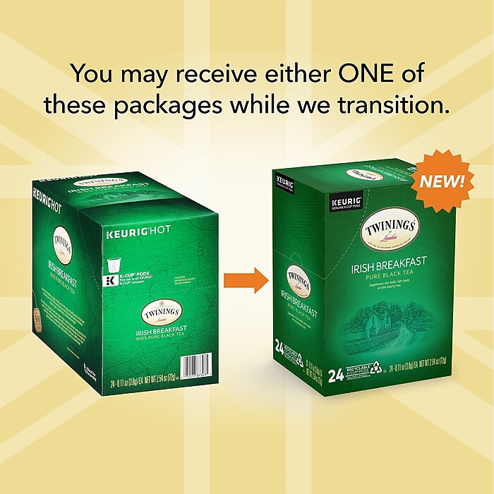 Twinings Irish Breakfast Black Tea Keurig K Cup Pods 24 Box TNA87303 Staples