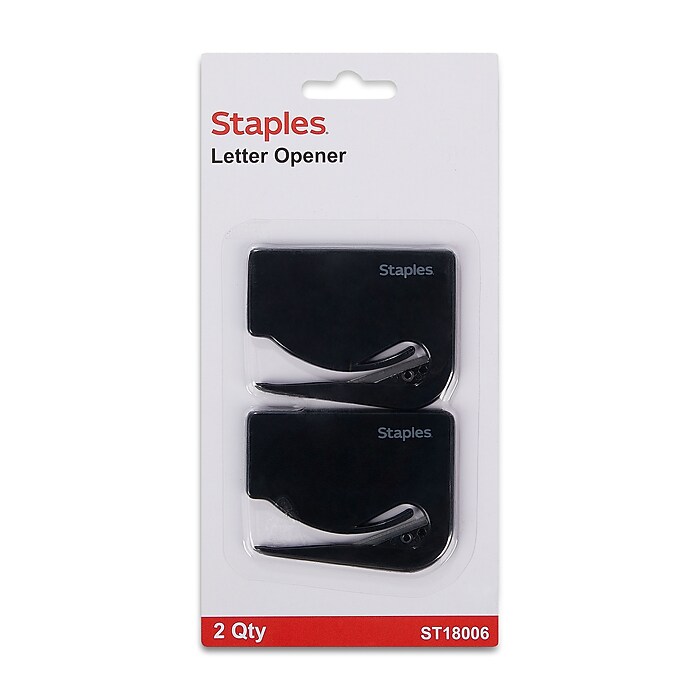 Staples Concealed Blade Letter Opener, Black, 2/Pack (18006-CC