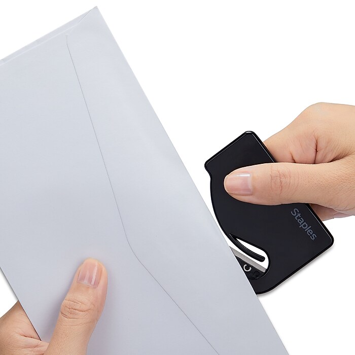 Staples Concealed Blade Letter Opener, Black, 2/Pack (18006-CC