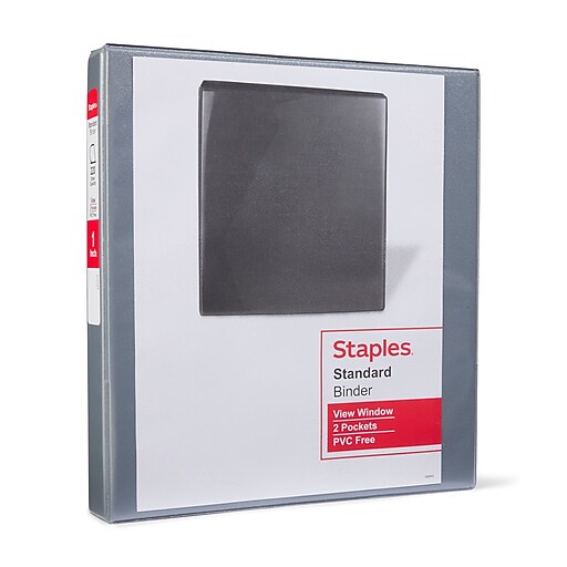 Staples Standard 1" 3Ring View Binder, Gray (58652) Staples
