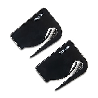 Staples Concealed Blade Letter Opener, Black, 2/Pack (18006-CC)