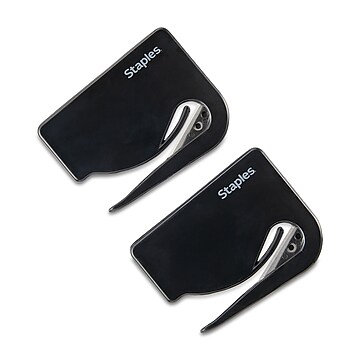 Staples Concealed Blade Letter Opener, Black, 2/Pack (18006-CC)