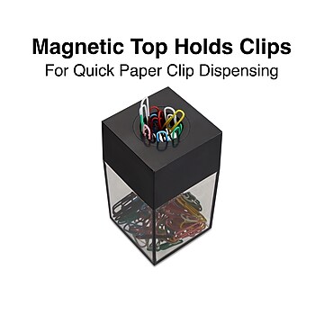 Staples Magnetic Paper Clip Dispenser, Clear/Black (10590)