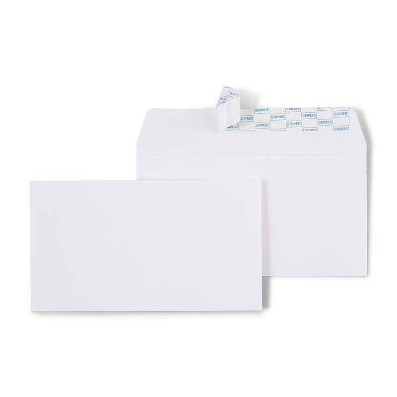 Staples QuickStrip EasyClose #6 3/4 Business Envelopes, 3 5/8" x 6 1/2", White, 100/Box (14011) image 1