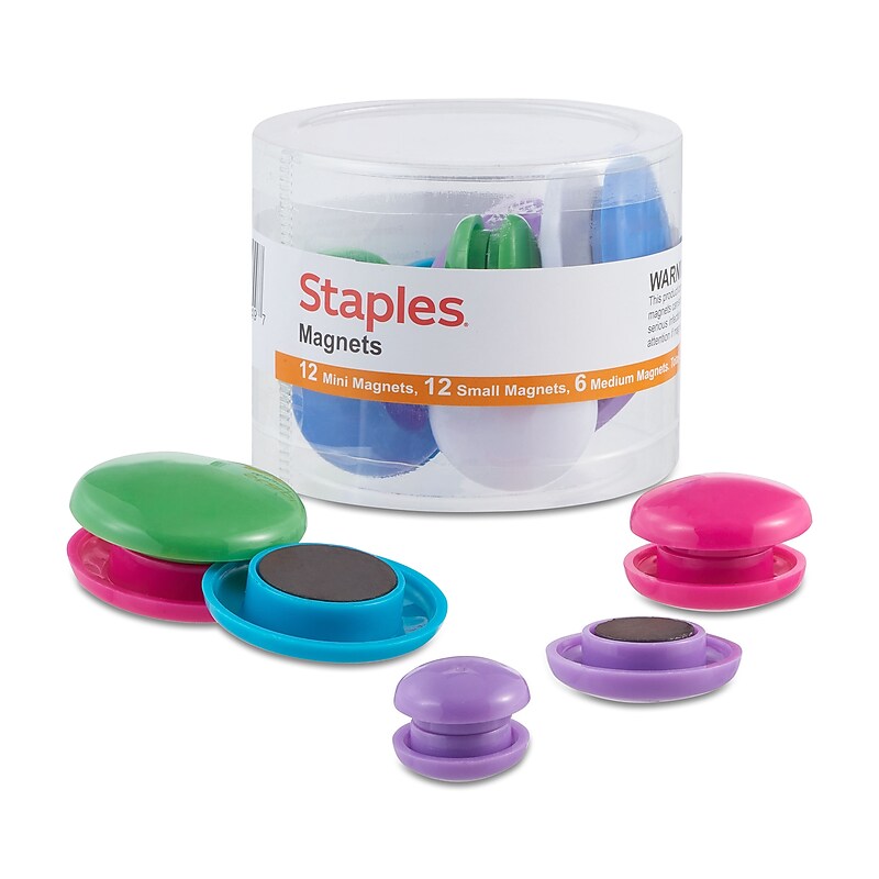 Staples Magnets, Assorted Colors, 30/Pack (40085-CC) image 1