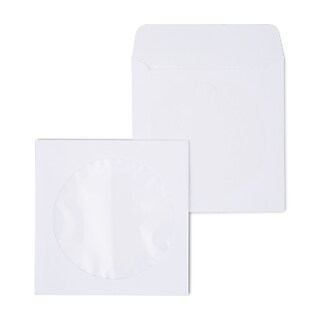 Staples 5 x 5 White Open‑End CD/DVD Envelopes, Protective Media