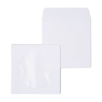 Staples Open End CD/DVD Envelopes, 5" x 5", White, 50/Box (12257)