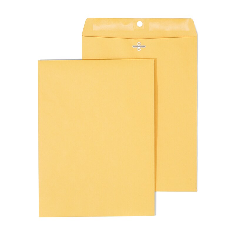 Staples Clasp & Moistenable Glue #10 Kraft Catalog Envelopes, 9"L x 12"H, Brown, 12/Pack (19004/594412) image 1