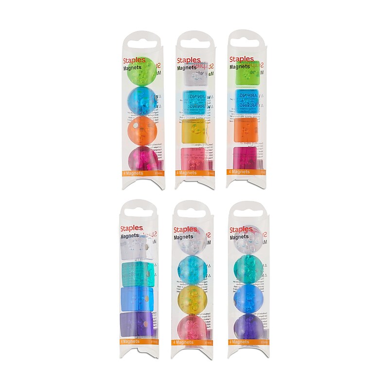 Staples Sphere Cube Magnets, Assorted Colors, 4/Pack (40585) image 1