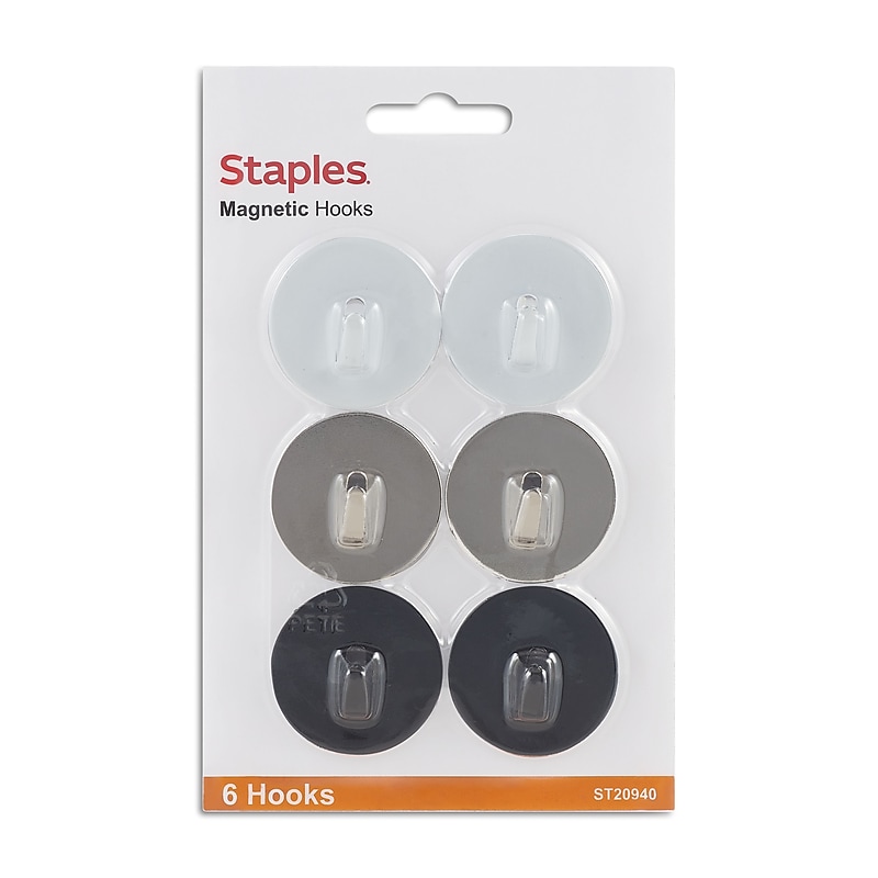 Staples Hook Magnets, Assorted Colors, 6/Pack (20940) image 1