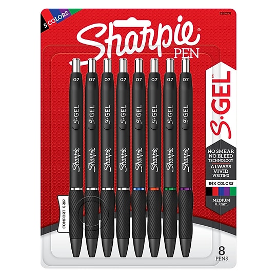 Sharpie S-Gel Retractable Gel Pens, Medium Point, 0.7mm, Assorted Ink, 8/Pack (2096148/2126231)~#|#~s1223468_sc7