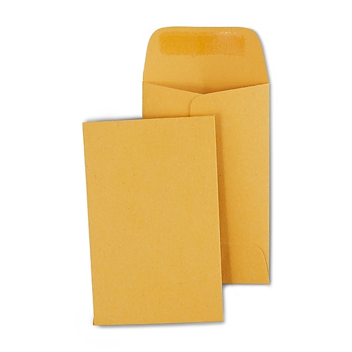 Acko #1 Coin and Small Parts Envelopes 2-1/4 x 3-1/2 Brown Kraft Envelopes with Gummed Flap for Home or Office or Garden Use 