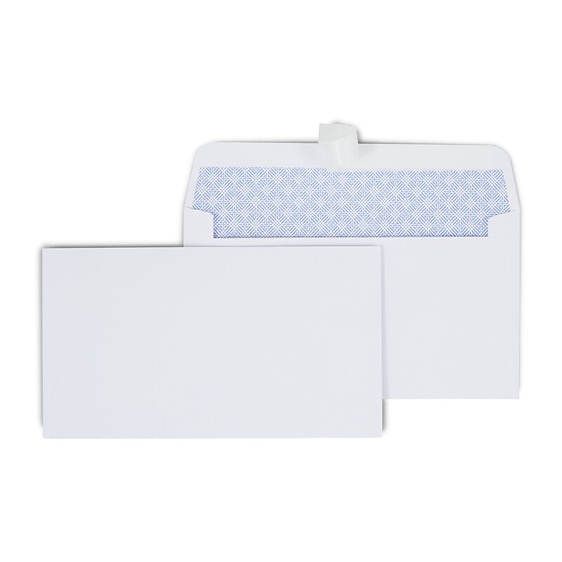 Staples QuickStrip EasyClose Self Seal Security Tinted #6 3/4 Business Envelopes, 3 5/8" x 6 1/2", White, 100/Box (ST50313-CC) image 1