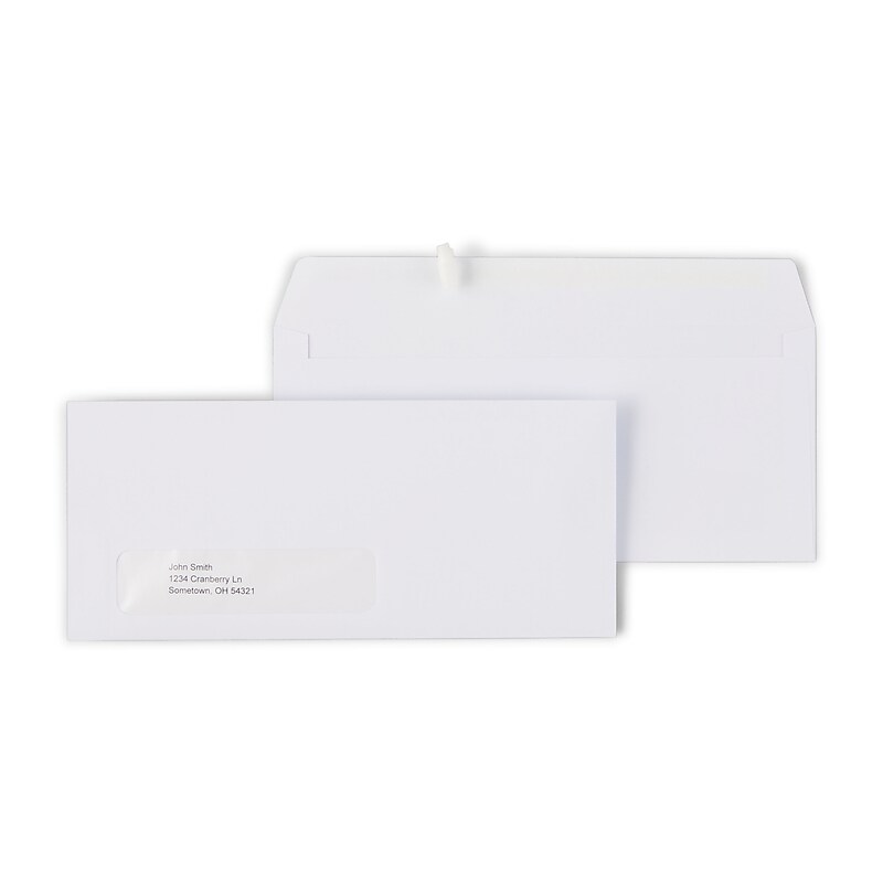 Staples QuickStrip EasyClose Self Seal #10 Window Envelopes, 4 1/8" x 9 1/2", White Wove, 500/Box (ST381936/381936) image 1