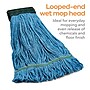 Coastwide Professional™ Looped-End Wet Mop Head, Medium, Recycled Blend, 5" Headband, Blue (CW57751)~#|#~s1223863_sc7