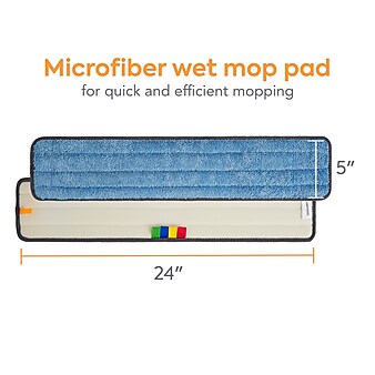 Coastwide Professional™ Microfiber Wet Mop Pad, 5" x 24", Blue (CW58012)