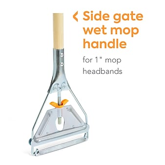 Coastwide Professional™60" Side Gate Wood Wet Mop Handle, Galvanized Metal Head (CW58007)