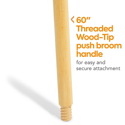 Coastwide Professional™ 60" Wood Push Broom Handle, Threaded Wood Tip