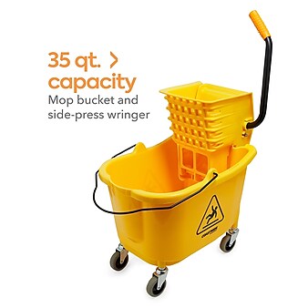 Coastwide Professional™ Bucket & Side-Press Wringer, 35 Qt., Yellow/Black (CW21871)