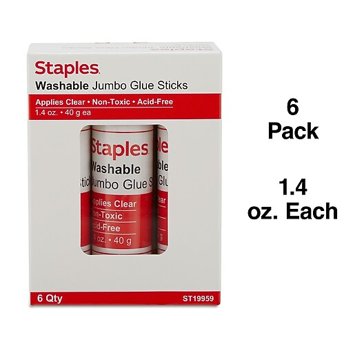 Staples Jumbo Washable Glue Sticks, 1.4 oz., 6/Pack (ST19959/19959