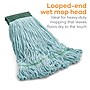 Coastwide Professional™ Looped-End Wet Mop Head, Medium, Recycled PET/Cotton Blend, 5" Headband, Blue (CW57753)~#|#~s1224022_sc7