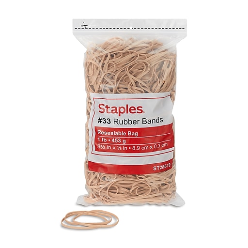 Staples Economy Rubber Bands, #33, 1 lb. Bag, 820/Pack (28619-CC