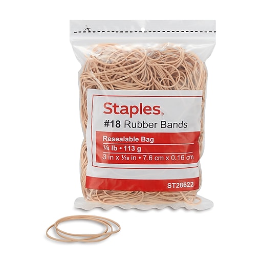 Staples Economy Rubber Bands, 18, 1/4 lb. Bag, 460/Pack (28622CC