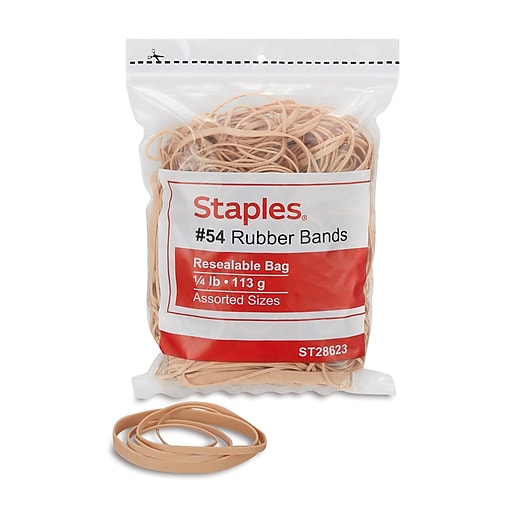 Staples Economy Rubber Bands, 54, 1/4 lb. Bag, 300/Pack (28623CC) Staples