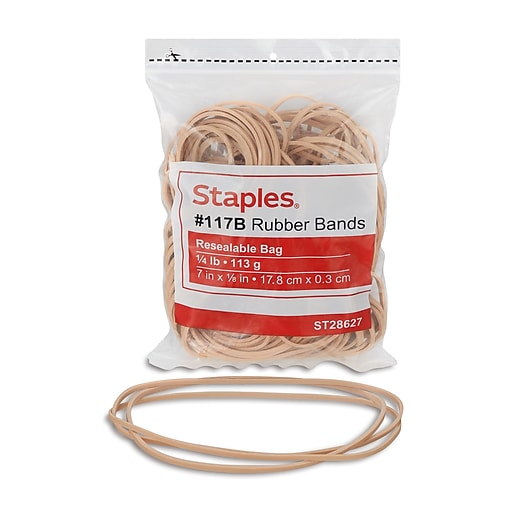 Staples Premium Rubber Bands, #117B, 1/4 lb. Bag, 50/Pack (28627