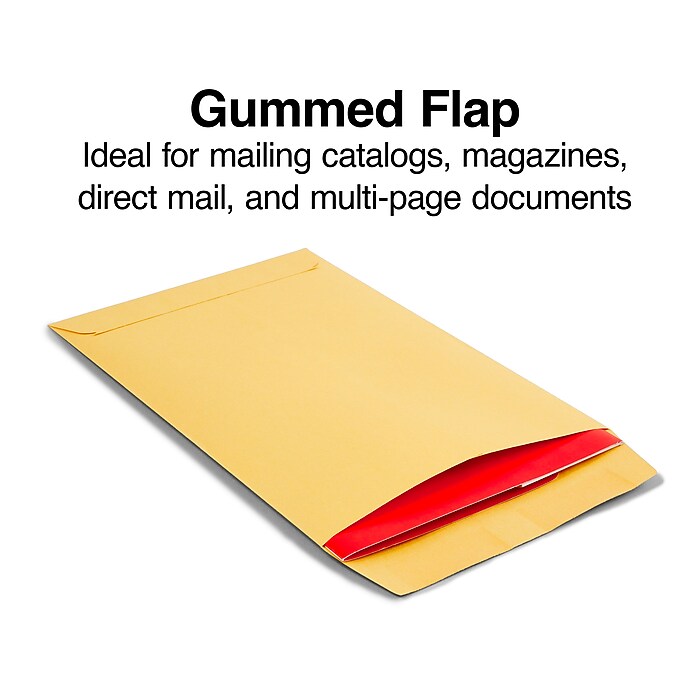 Staples Gummed Kraft Catalog Envelopes, 6