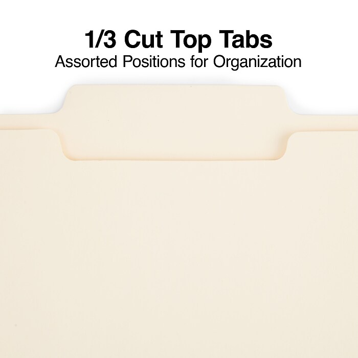 Staples Reinforced End Tab File Folder, Straight Cut