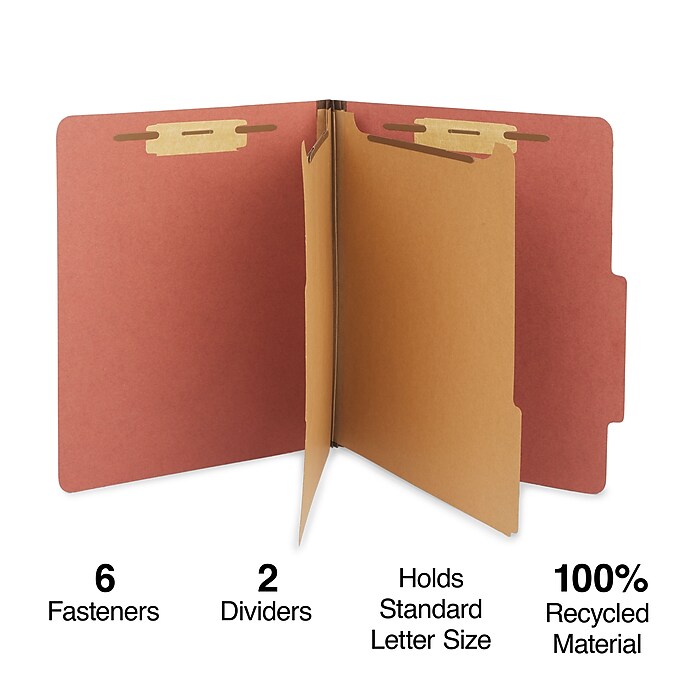 Staples® Recycled Pressboard Classification Folder, 2-Dividers, 2