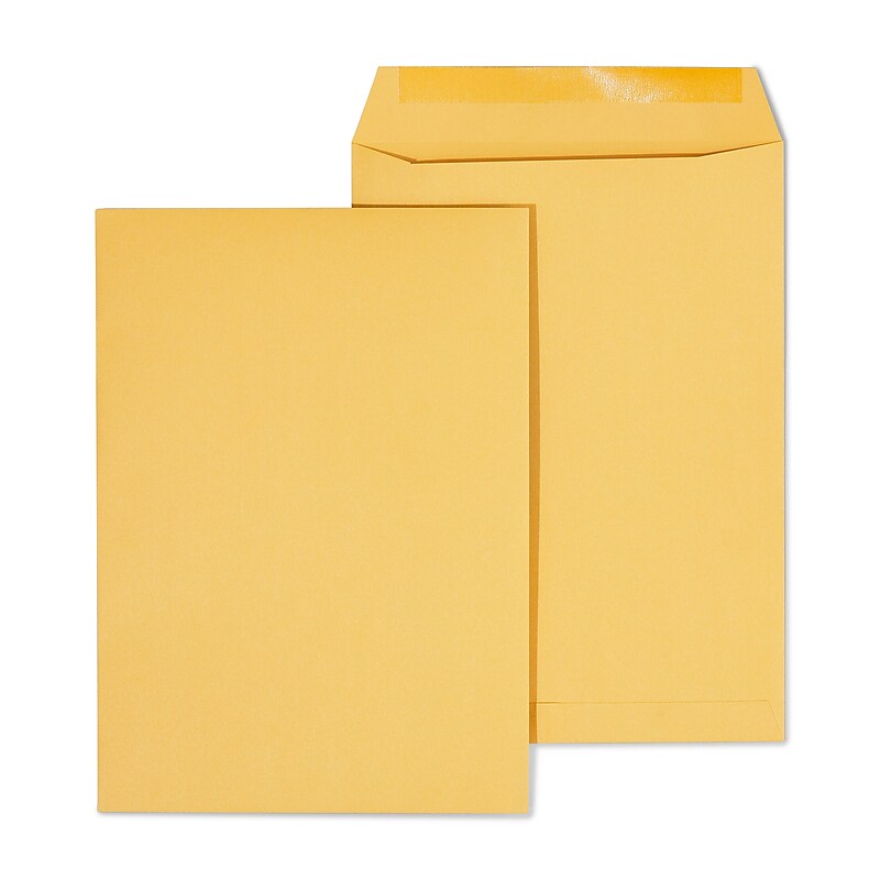 Staples Gummed Kraft Catalog Envelopes, 7.5"L x 10.5"H, Brown, 100/Box (534719/17095) image 1
